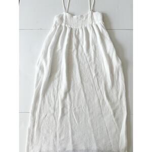 Mikoh Gauze Smocked Midi Dress Women 2 (US M) White Lightweight Pockets Boho